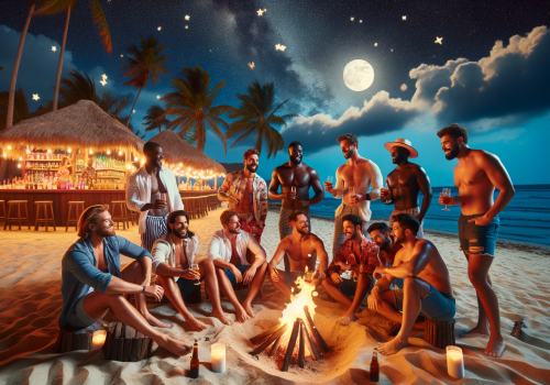 DALL·E-2023-11-20-14.58.10-A-bachelor-party-celebration-on-a-beach-in-Cartagena-Colombia.-The-scene-features-a-group-of-men-of-diverse-descents-Caucasian-Hispanic-Black-Mid.png
