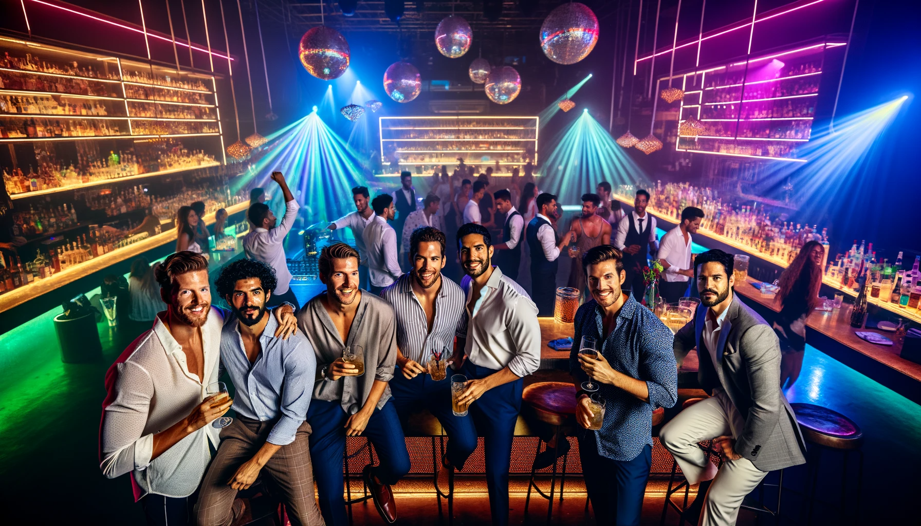 DALL·E 2023-11-20 14.59.06 – A bachelor party celebration in a vibrant nightclub in Cartagena, Colombia. The image shows a group of men of diverse descents (Caucasian, Hispanic, B DALL·E 2023-11-20 14.59.06 - A bachelor party celebration in a vibrant nightclub in Cartagena, Colombia. The image shows a group of men of diverse descents (Caucasian, Hispanic, B
